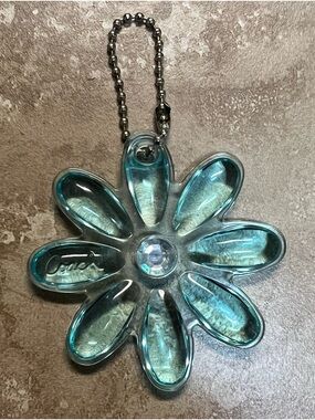 Coach Translucent Aqua Blue Daisy Charm Keychain